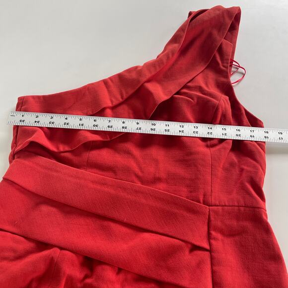 C/MEO Collective Dress Womens 10 Red Fragment Gown Draped‎ One Shoulder - Picture 10 of 12